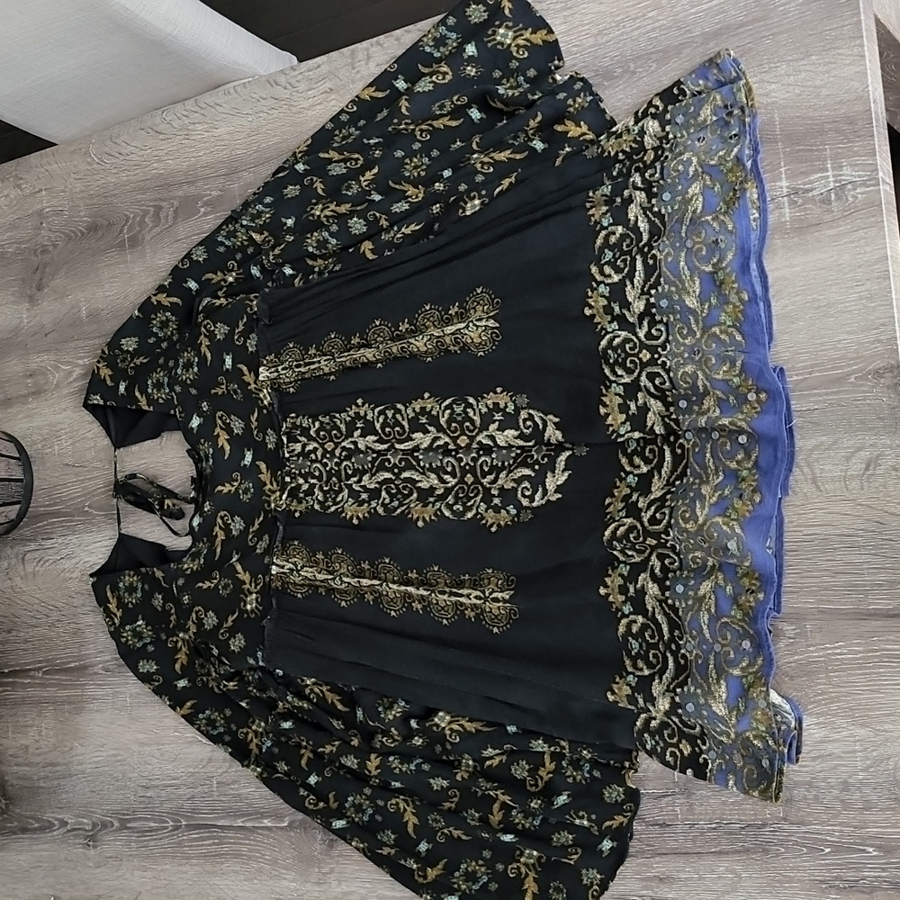 Free People Modern Chinoiserie Dress Mini Babydoll Boho Paisley Print - Picture 3 of 12